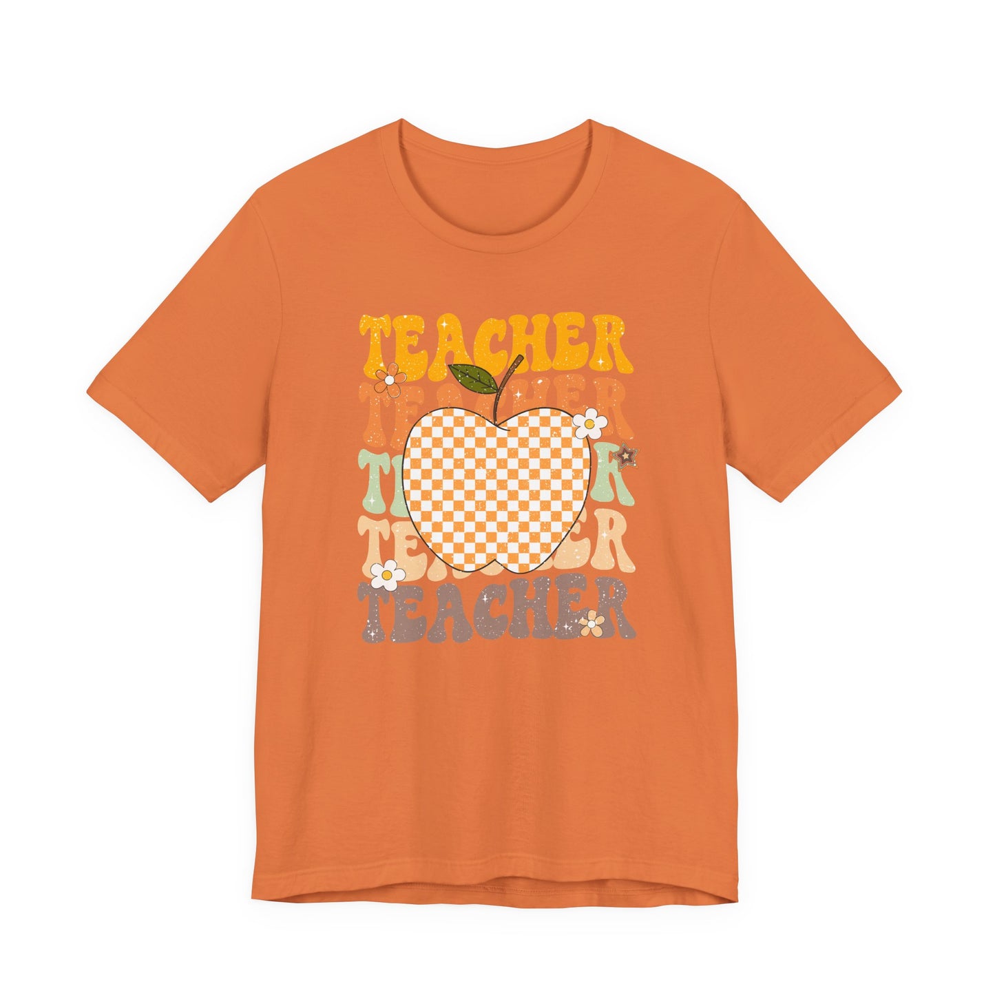 Teacher Teacher Teacher Shirt with Apple | Bella Canvas Teacher T-Shirt | Cute Teacher Graphic Tee | Back to School Teacher Outfit