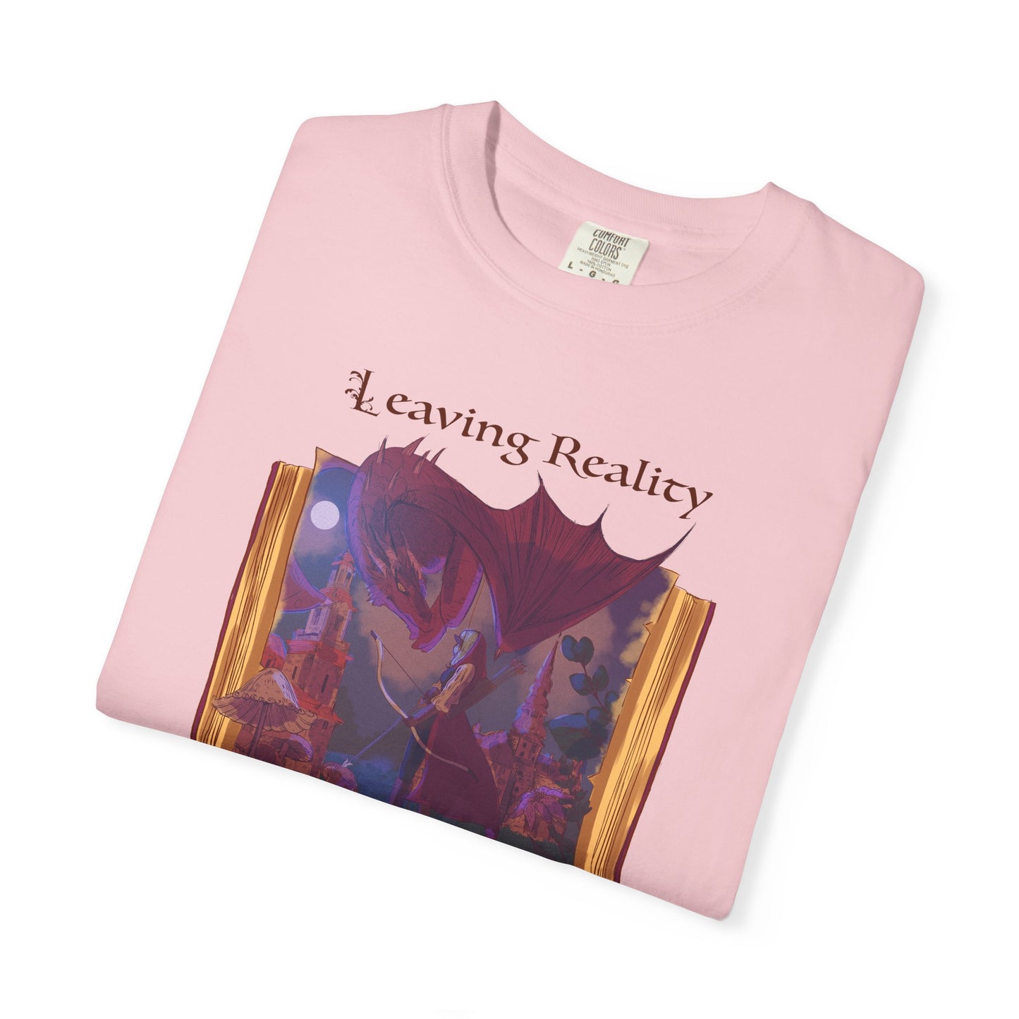 Comfort Colors Book Shirt | Leaving Reality Entering Fiction T-Shirt | Book Lover Graphic Tee | Unisex Reading Gift