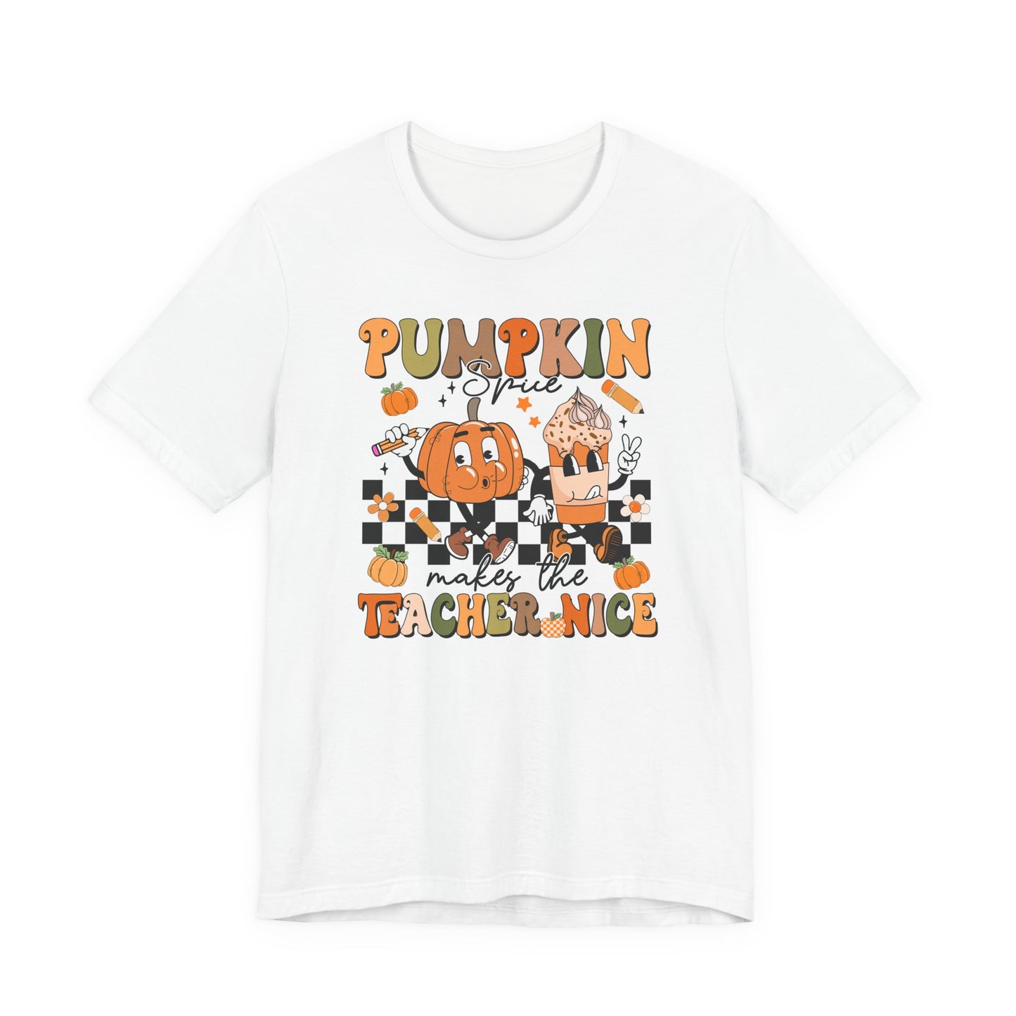 Pumpkin Spice Makes the Teacher Nice Shirt | Bella Canvas Fall Teacher T-Shirt | Thanksgiving Teacher Outfit | Autumn Classroom Tee