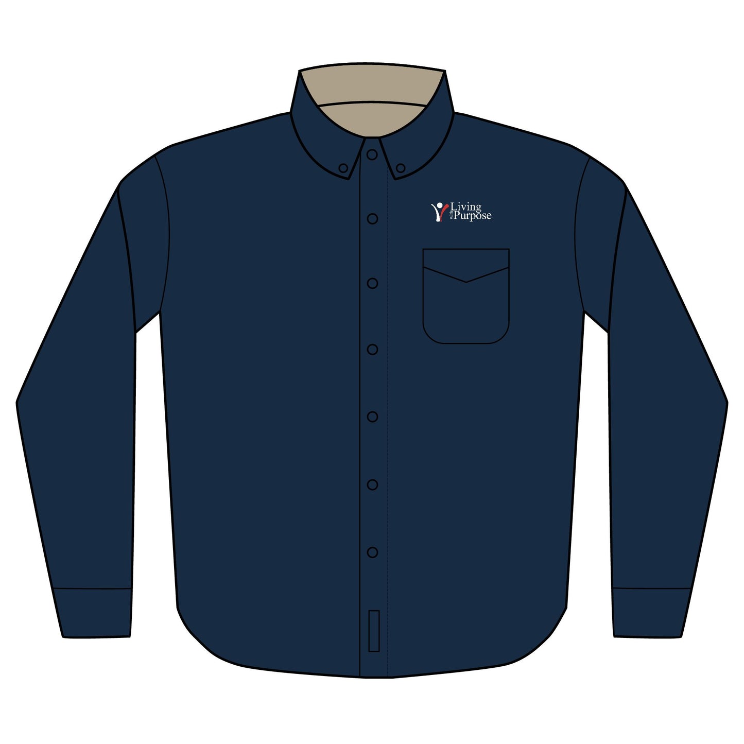 Adult - Embroidered Long Sleeve Button-Up Shirt - Living with Purpose