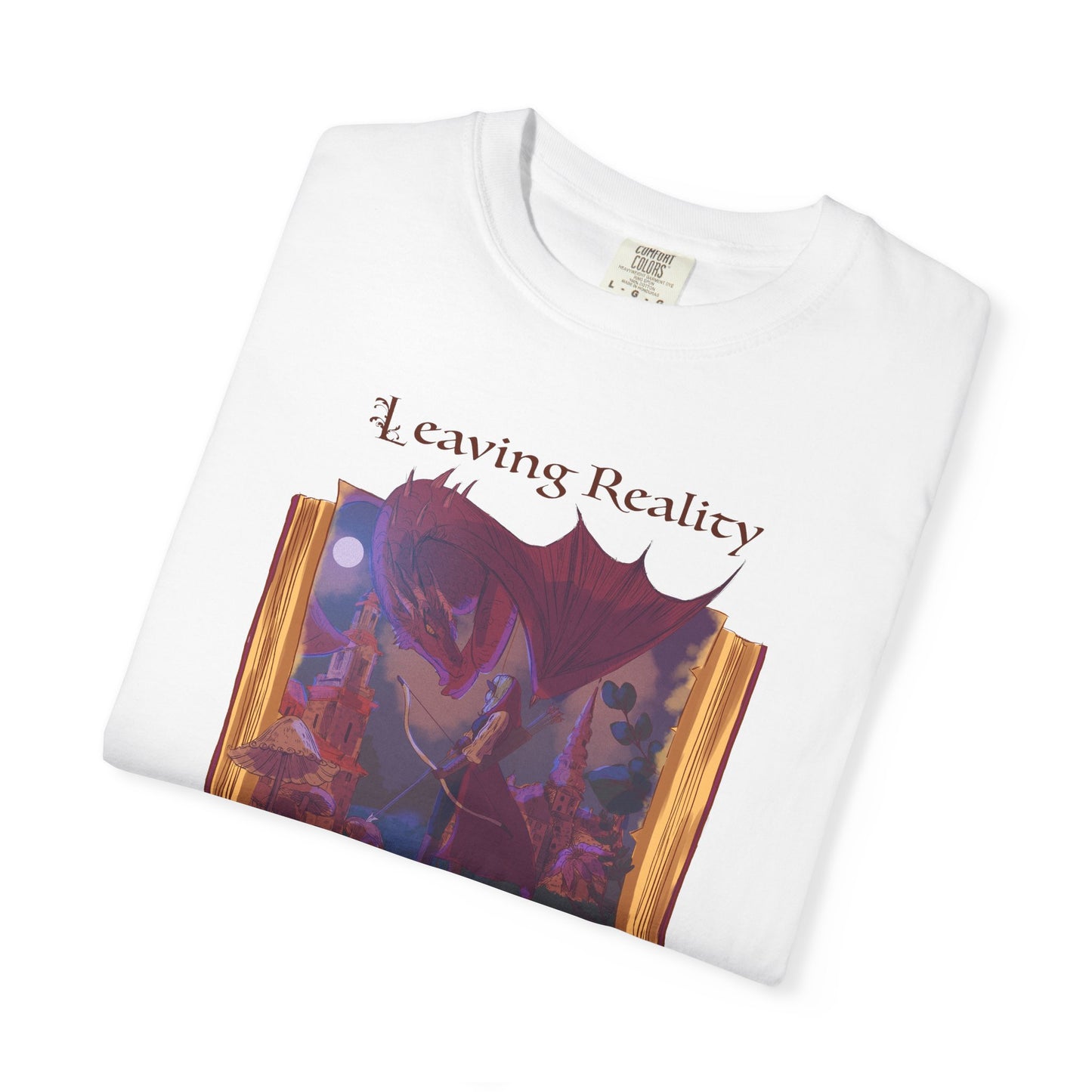 Comfort Colors Book Shirt | Leaving Reality Entering Fiction T-Shirt | Book Lover Graphic Tee | Unisex Reading Gift
