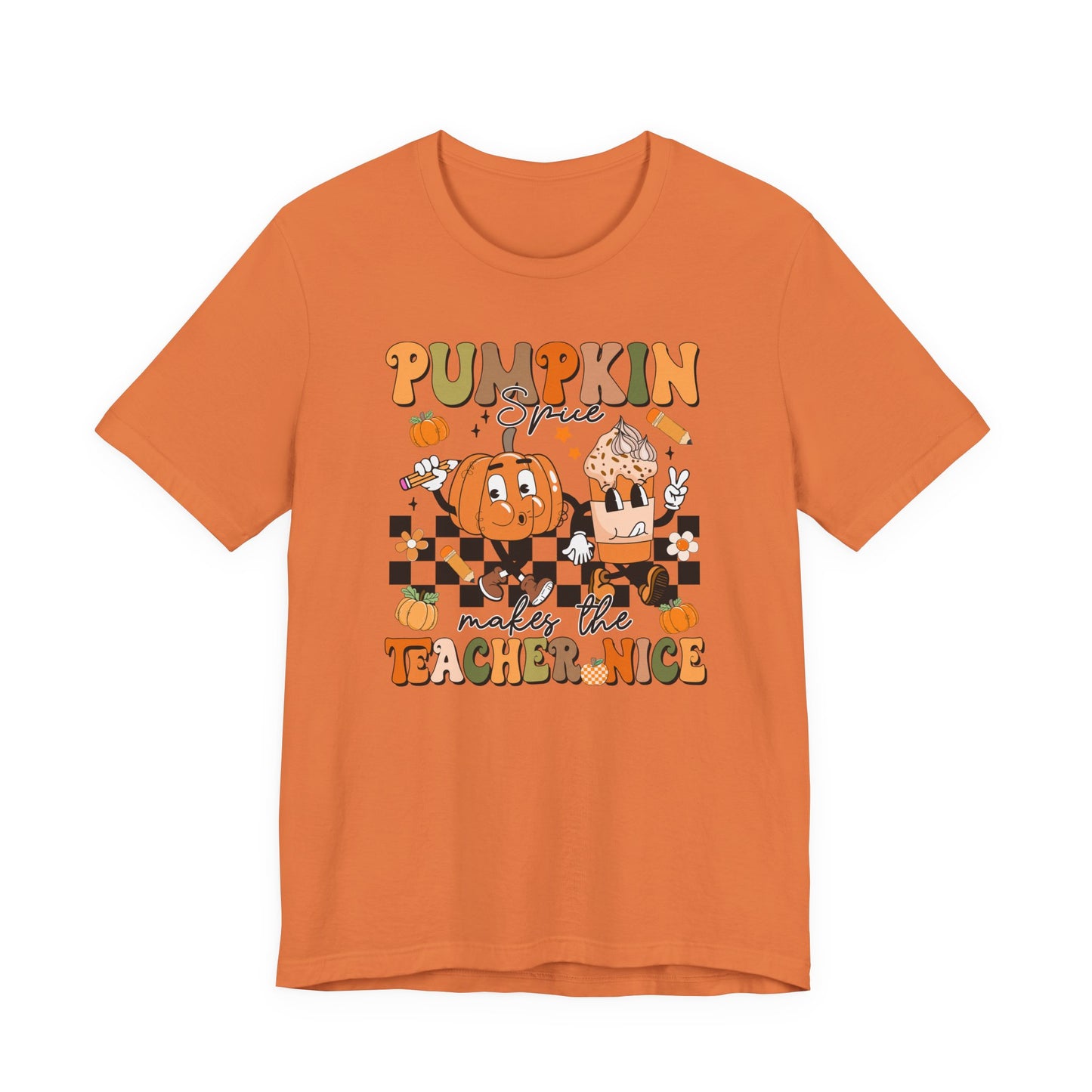 Pumpkin Spice Makes the Teacher Nice Shirt | Bella Canvas Fall Teacher T-Shirt | Thanksgiving Teacher Outfit | Autumn Classroom Tee
