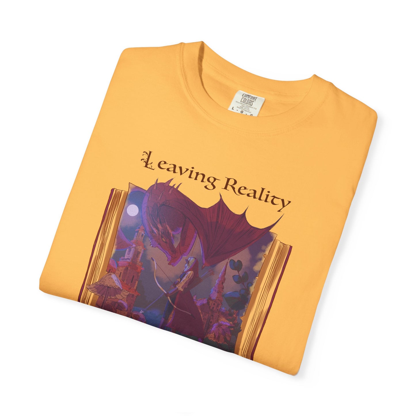 Comfort Colors Book Shirt | Leaving Reality Entering Fiction T-Shirt | Book Lover Graphic Tee | Unisex Reading Gift