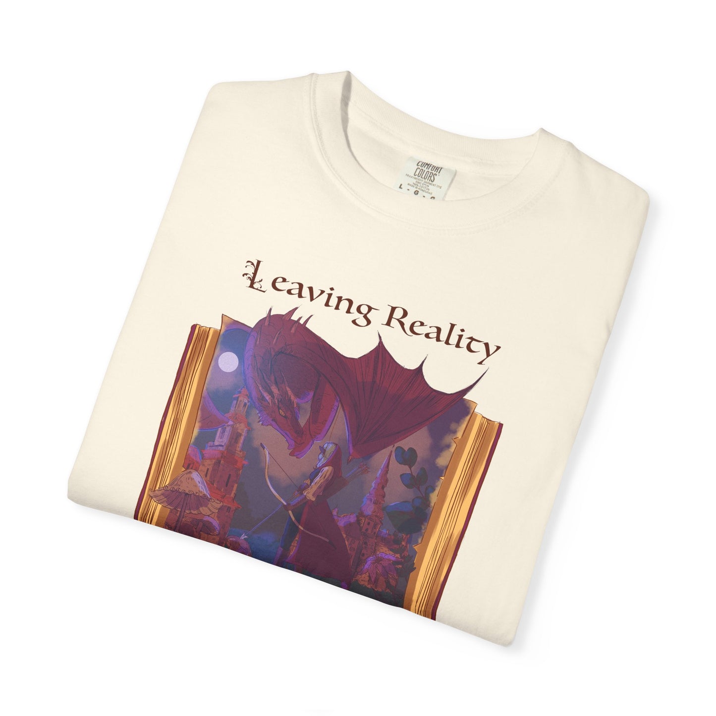 Comfort Colors Book Shirt | Leaving Reality Entering Fiction T-Shirt | Book Lover Graphic Tee | Unisex Reading Gift