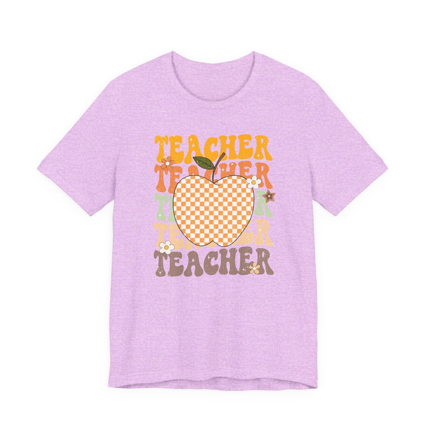 Teacher Teacher Teacher Shirt with Apple | Bella Canvas Teacher T-Shirt | Cute Teacher Graphic Tee | Back to School Teacher Outfit