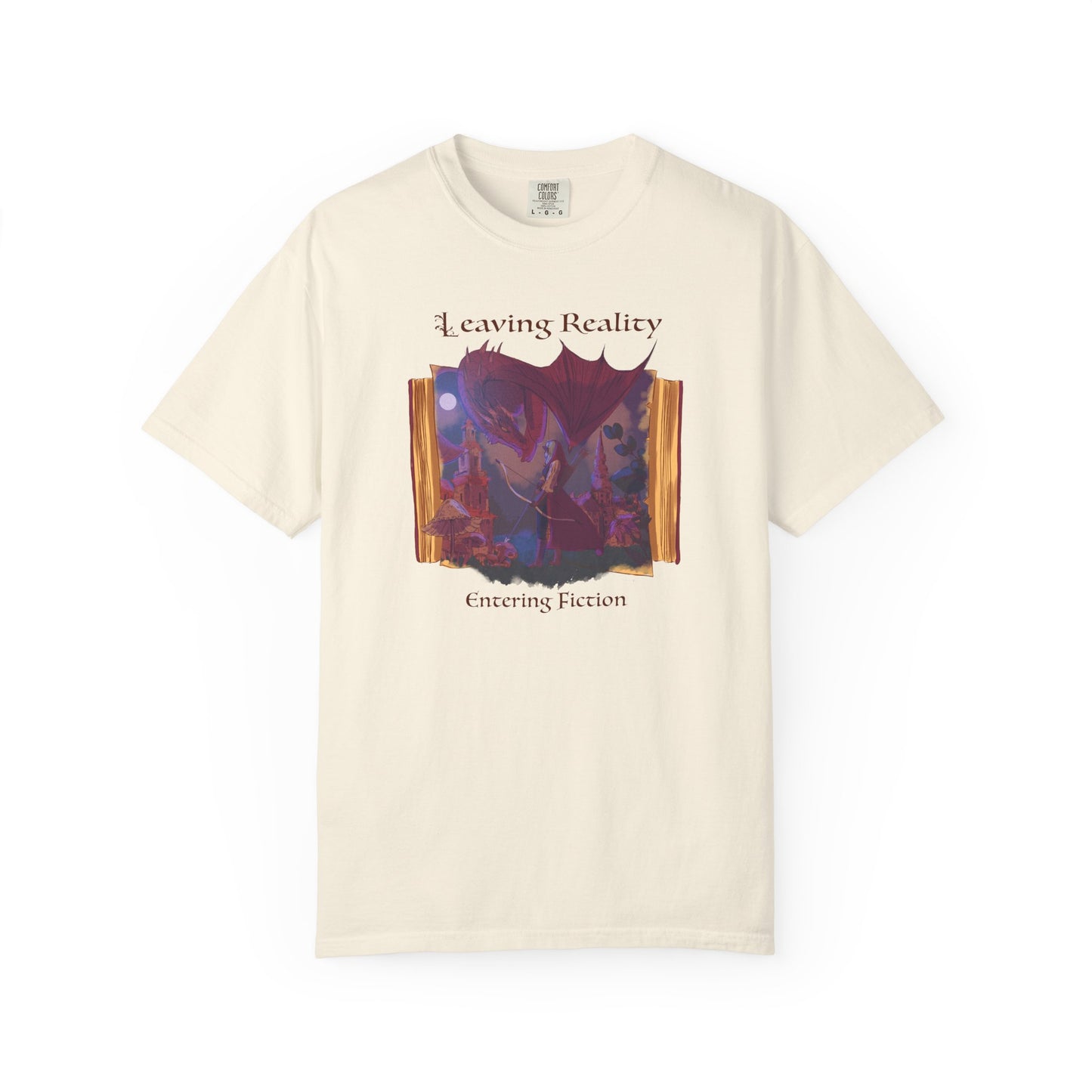 Comfort Colors Book Shirt | Leaving Reality Entering Fiction T-Shirt | Book Lover Graphic Tee | Unisex Reading Gift