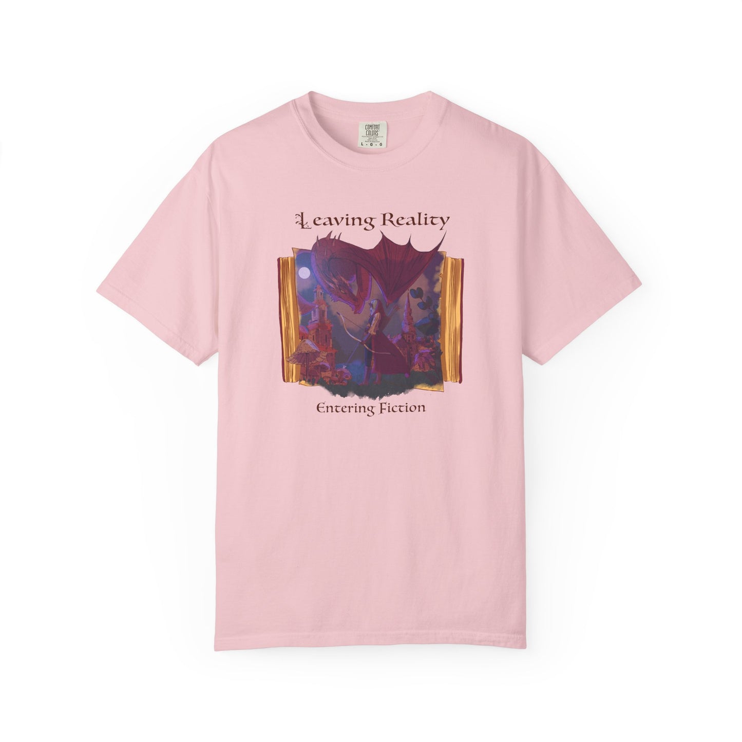 Comfort Colors Book Shirt | Leaving Reality Entering Fiction T-Shirt | Book Lover Graphic Tee | Unisex Reading Gift