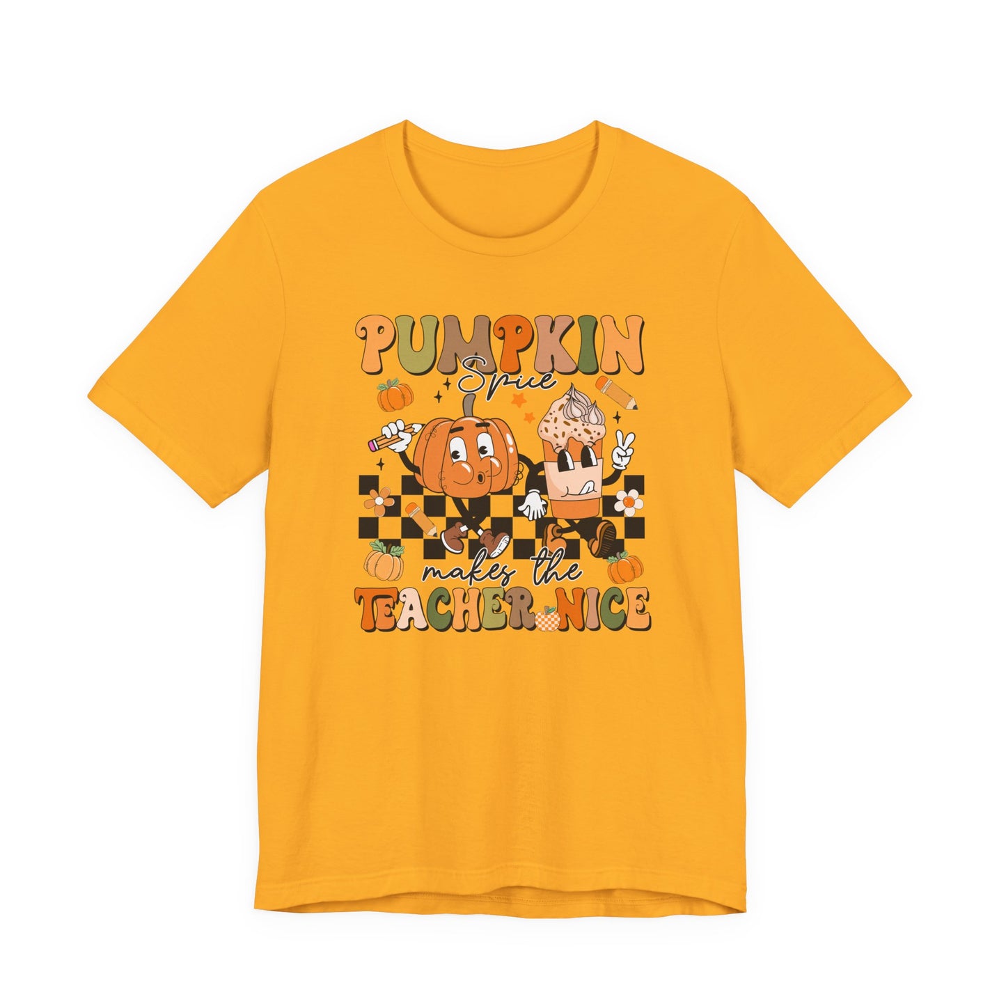 Pumpkin Spice Makes the Teacher Nice Shirt | Bella Canvas Fall Teacher T-Shirt | Thanksgiving Teacher Outfit | Autumn Classroom Tee