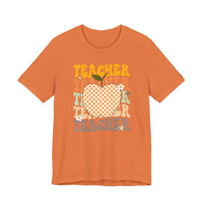 Teacher Teacher Teacher Shirt with Apple | Bella Canvas Teacher T-Shirt | Cute Teacher Graphic Tee | Back to School Teacher Outfit