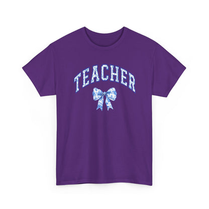 Teacher Tee with Blue Floral Bow