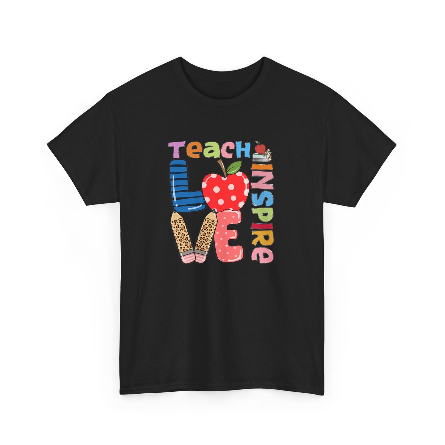 Teacher Love T‑Shirt - Teach Inspire Love Apple Graphic Tee for Educators