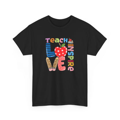 Teacher Love T‑Shirt - Teach Inspire Love Apple Graphic Tee for Educators