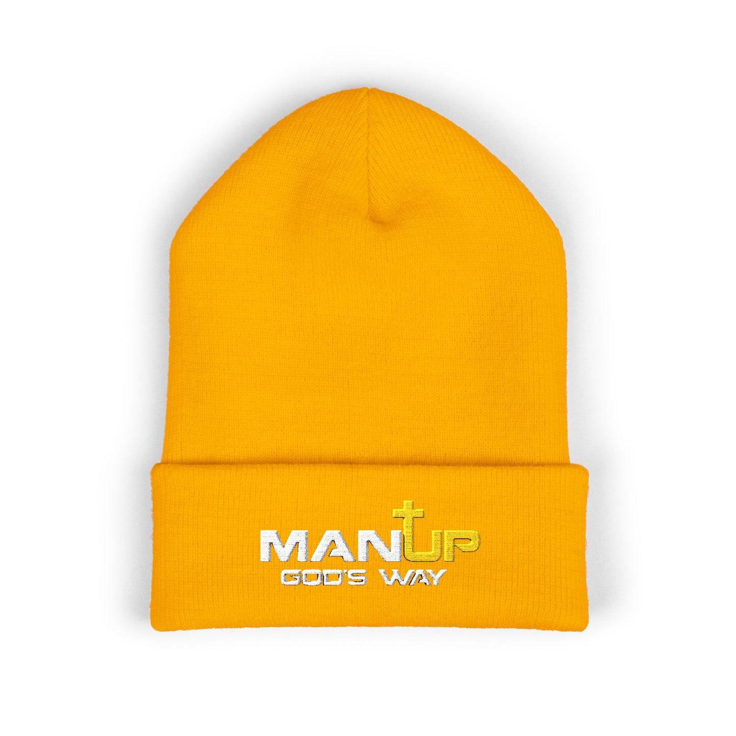 Embroidered Cuffed Beanie - Man Up God's Way