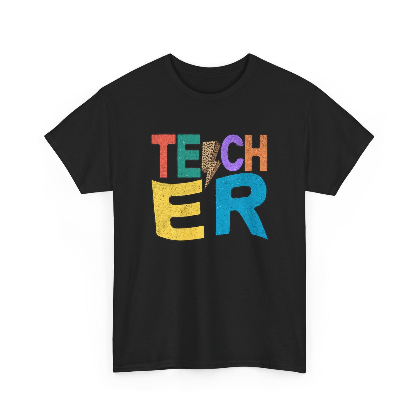 Teacher Colorblock Graphic Tee - Retro Bold "TEACHER" Design
