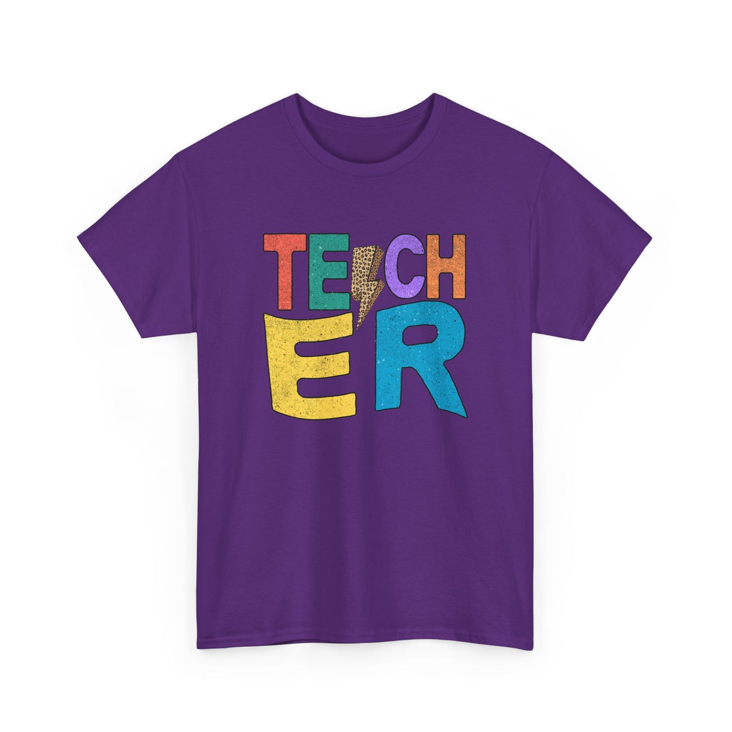 Teacher Colorblock Graphic Tee - Retro Bold "TEACHER" Design