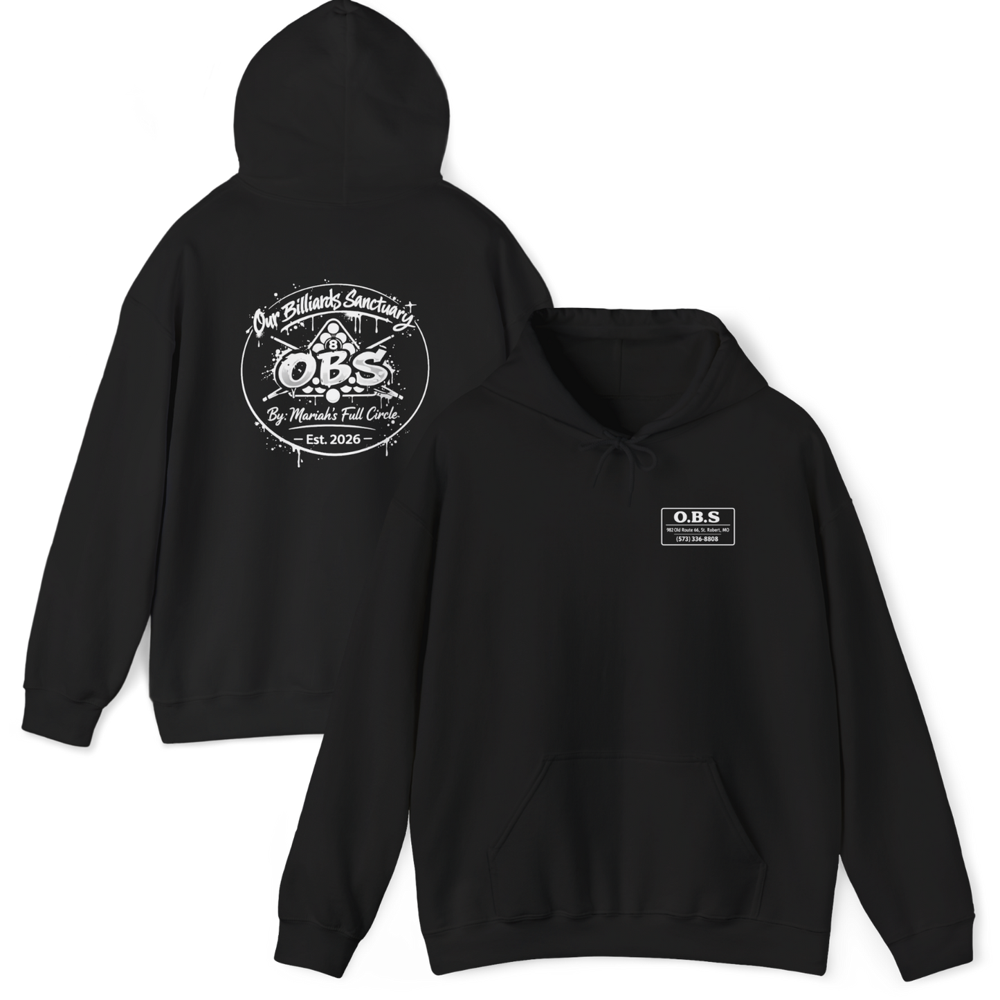 Adult - Basic Hoodie - Mariahs Full Circle Black & white