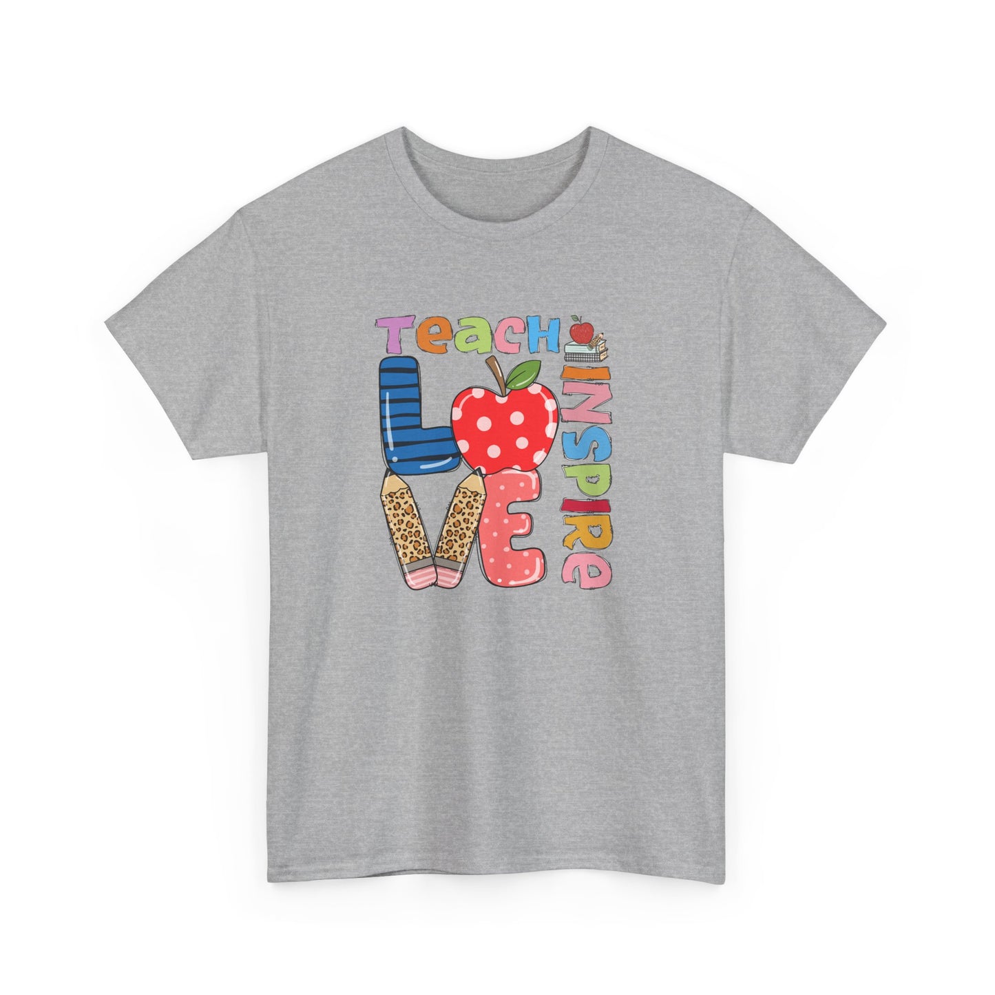 Teacher Love T‑Shirt - Teach Inspire Love Apple Graphic Tee for Educators