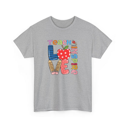 Teacher Love T‑Shirt - Teach Inspire Love Apple Graphic Tee for Educators