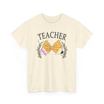 Teacher Bow T-Shirt - Cute Pencil & Laurel Graphic Gift for Teachers