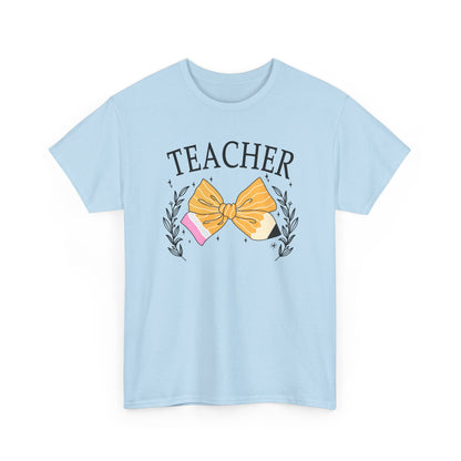 Teacher Bow T-Shirt - Cute Pencil & Laurel Graphic Gift for Teachers
