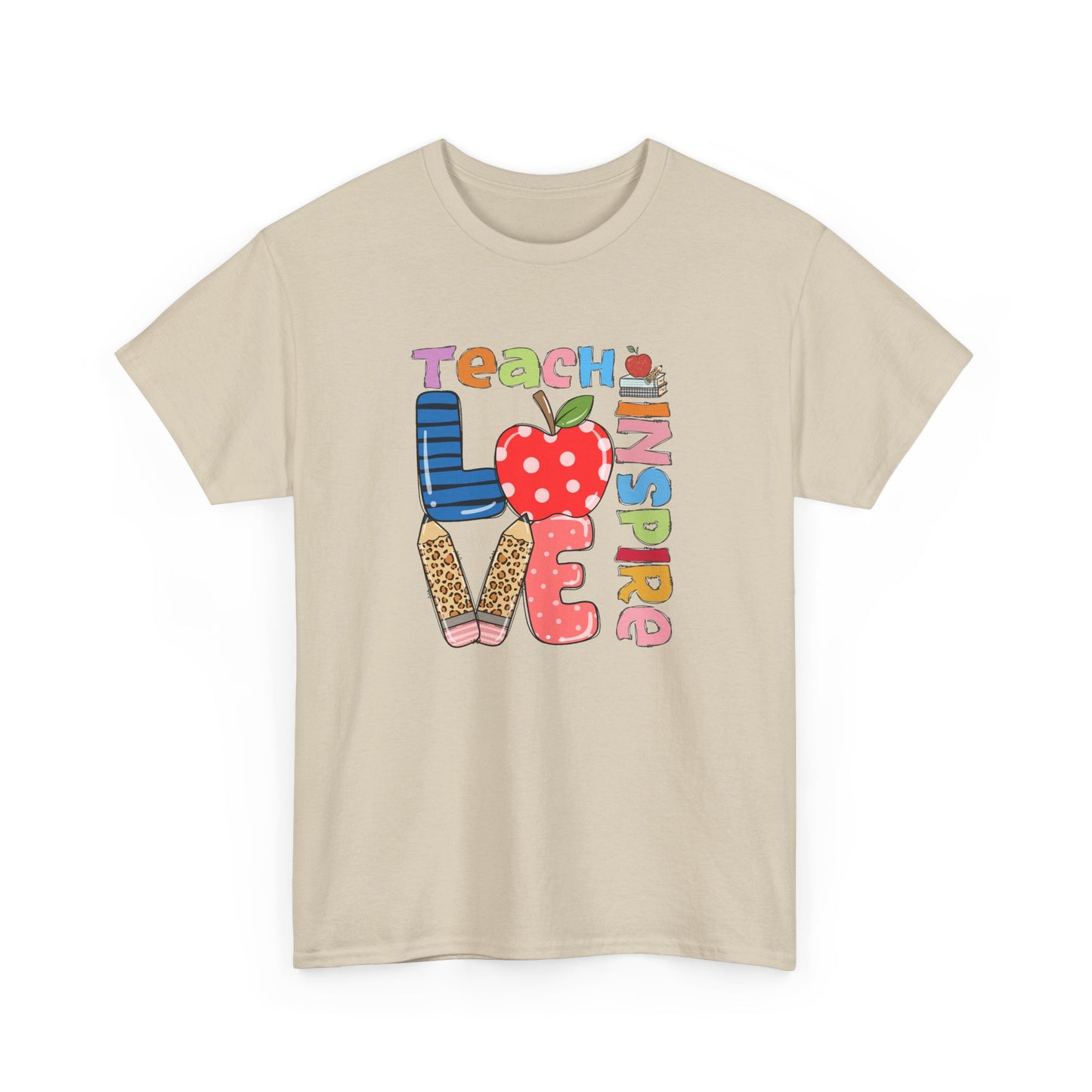 Teacher Love T‑Shirt - Teach Inspire Love Apple Graphic Tee for Educators
