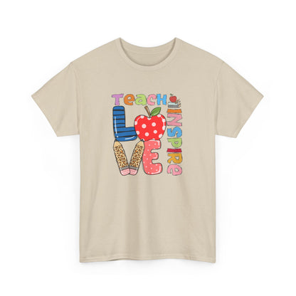 Teacher Love T‑Shirt - Teach Inspire Love Apple Graphic Tee for Educators
