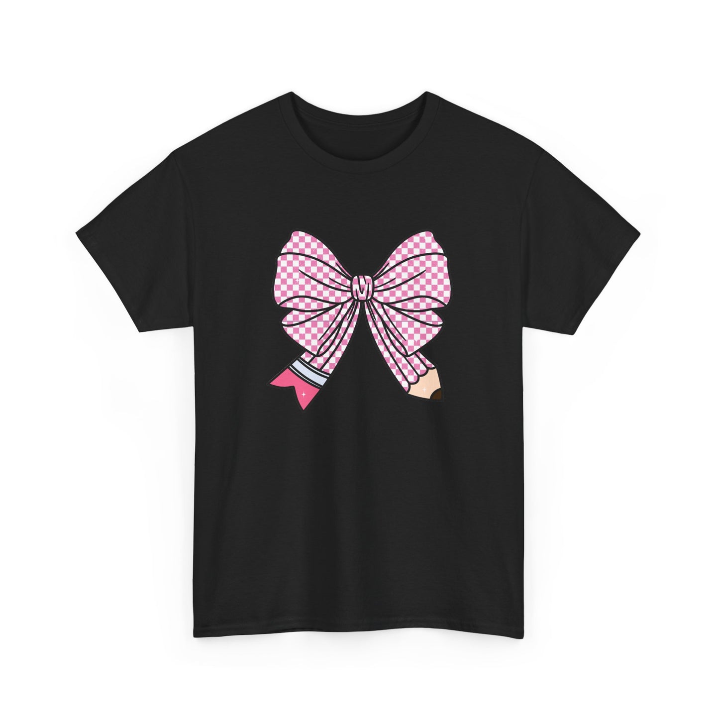 Pencil Bow T-Shirt - Cute Pink Ribbon Graphic Tee
