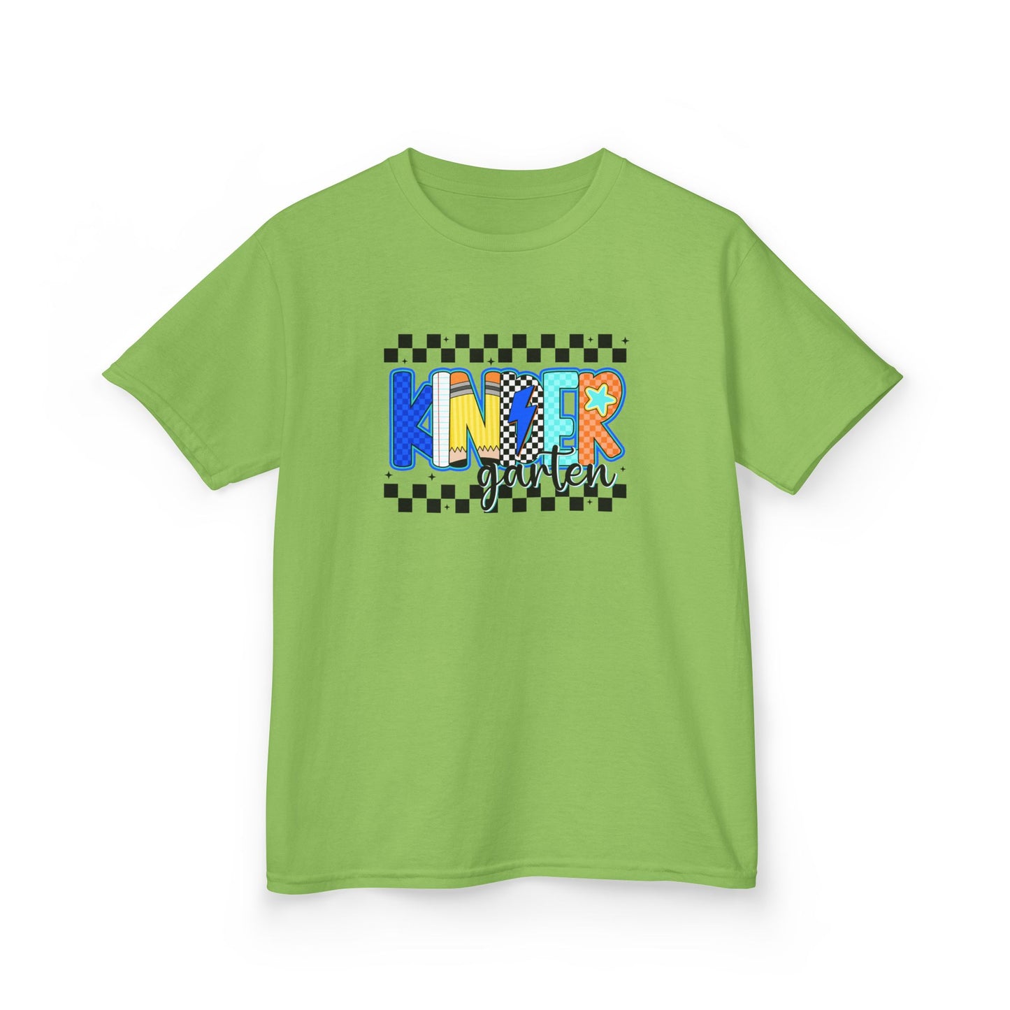 Youth Tee - "KinderGarden Grade" Colorful Checkerboard Back-to-School Shirt