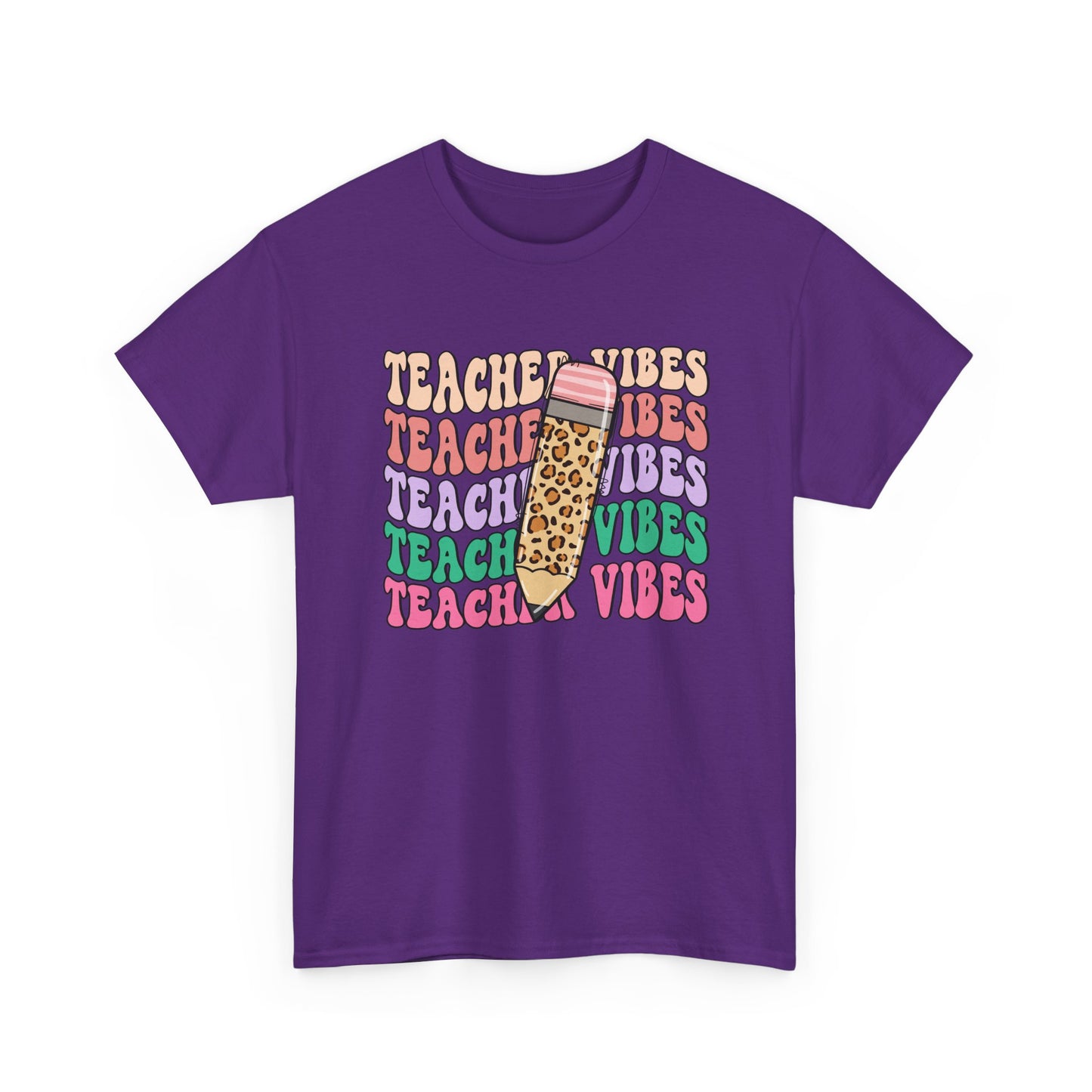 Teacher Vibes T‑Shirt - Cute Leopard Pencil Graphic Tee for Teachers