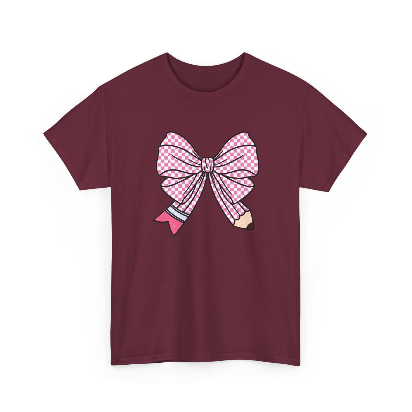 Pencil Bow T-Shirt - Cute Pink Ribbon Graphic Tee