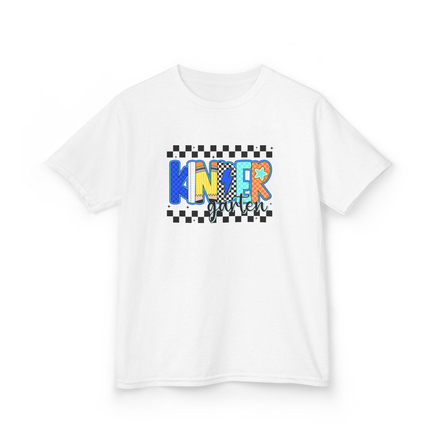 Youth Tee - "KinderGarden Grade" Colorful Checkerboard Back-to-School Shirt