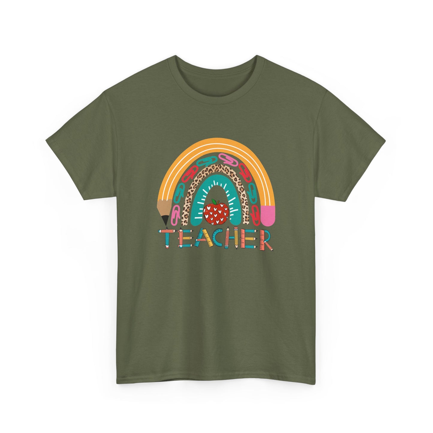 Teacher Rainbow Graphic Tee - Cute School Strawberry Design