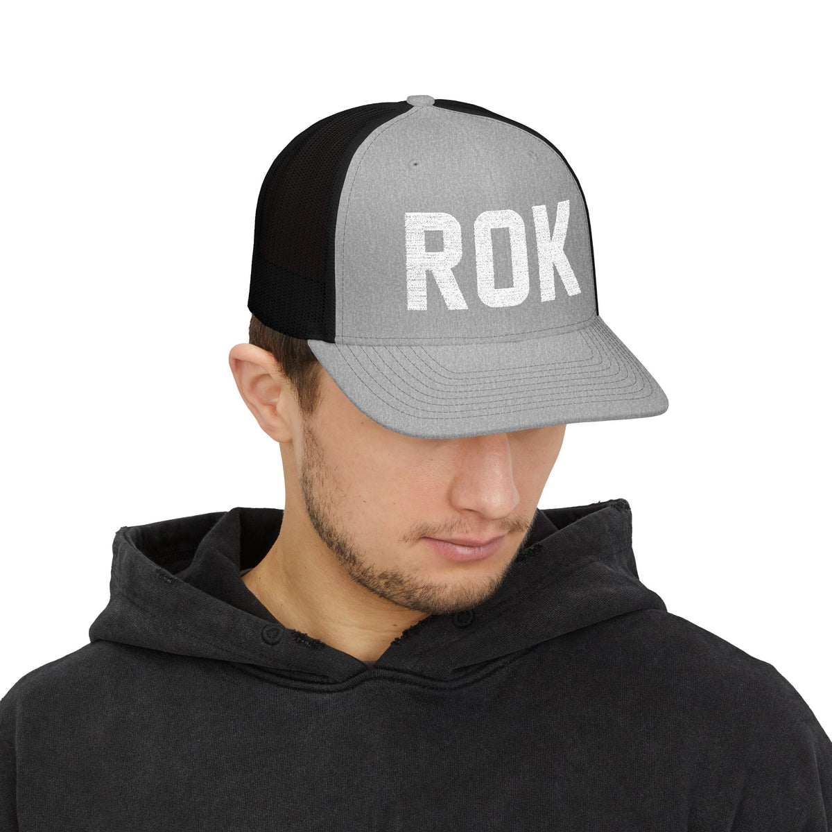 Black and White Trucker Cap - ROK Global