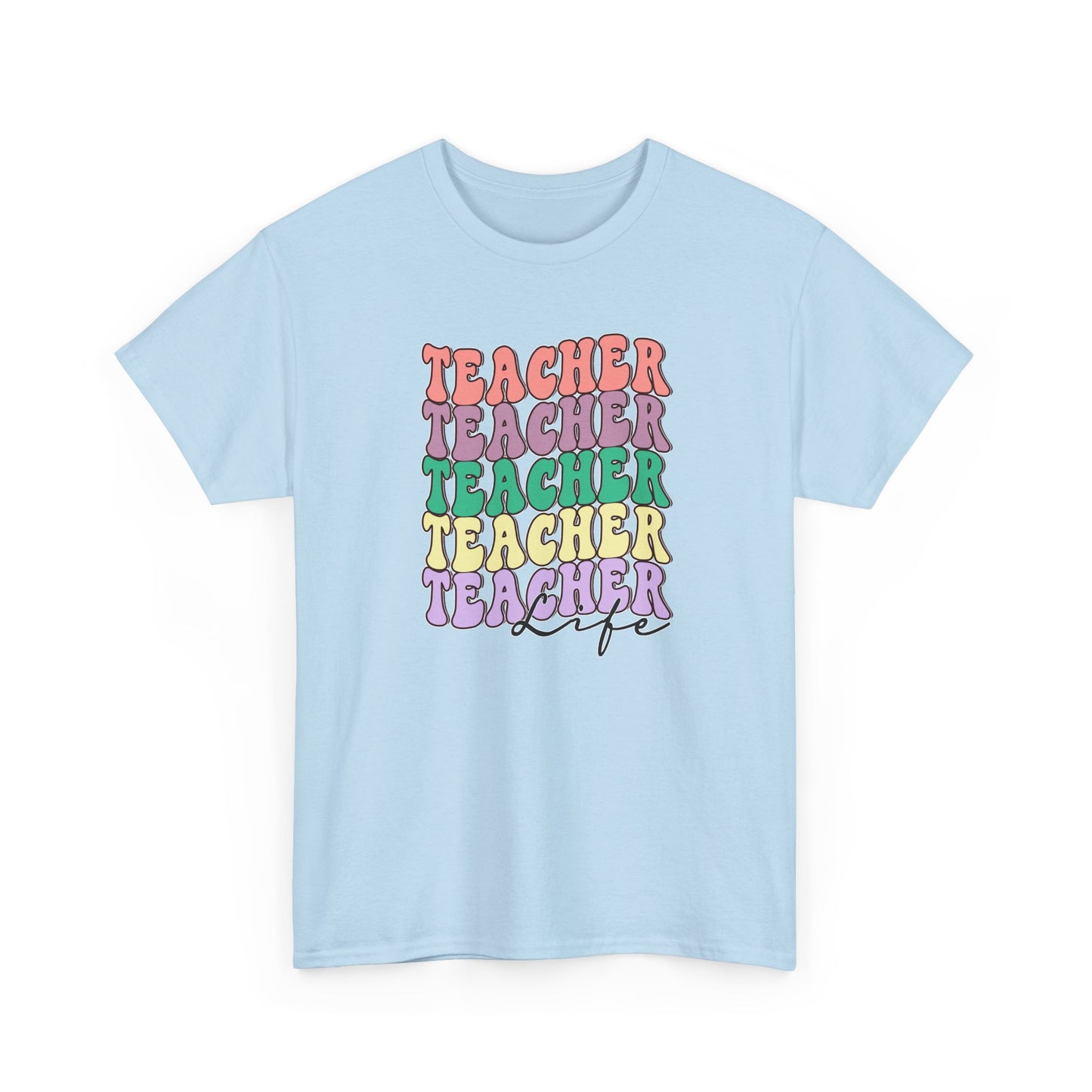 Teacher Stack Graphic Tee - Colorful Retro Teacher Shirt