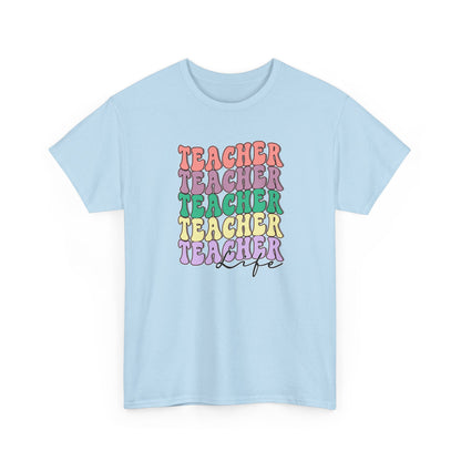 Teacher Stack Graphic Tee - Colorful Retro Teacher Shirt