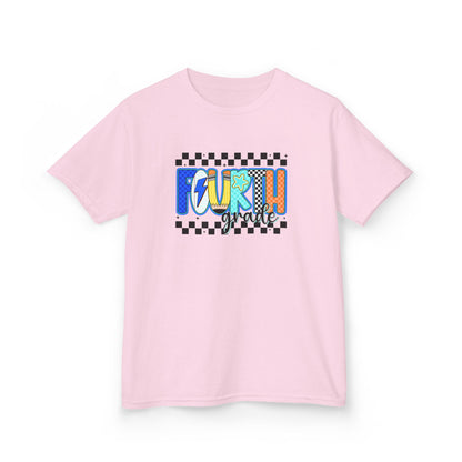 Youth Tee - "Forth Grade" Colorful Checkerboard Back-to-School Shirt