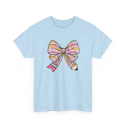 Pencil Bow T-Shirt - Cute Pink Ribbon Graphic Tee