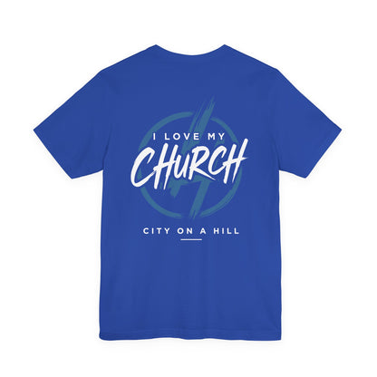 ADULT - I Love My Church Premium Tee - City on a Hill