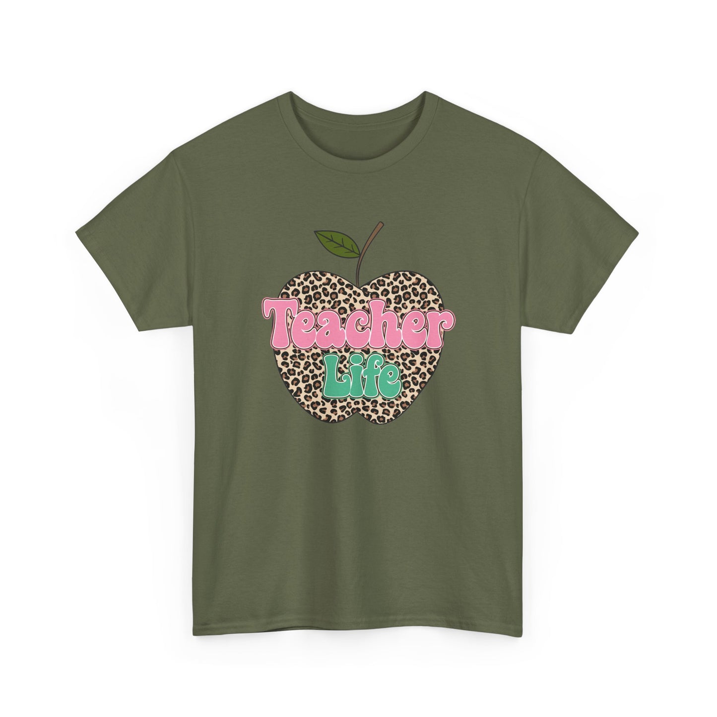 Teacher Life Leopard Apple T‑Shirt