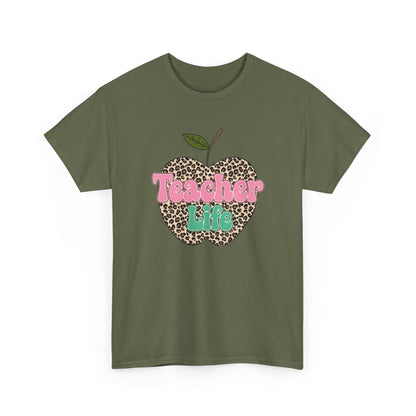 Teacher Life Leopard Apple T‑Shirt