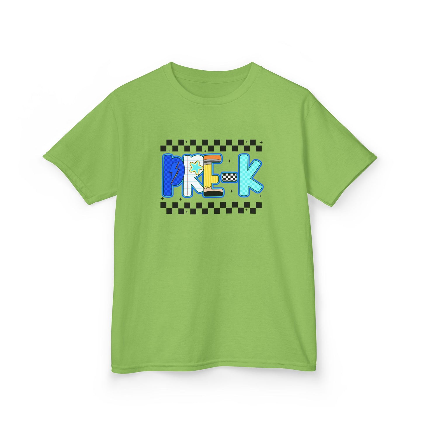 Youth Tee - "Pre School" Colorful Checkerboard Back-to-School Shirt