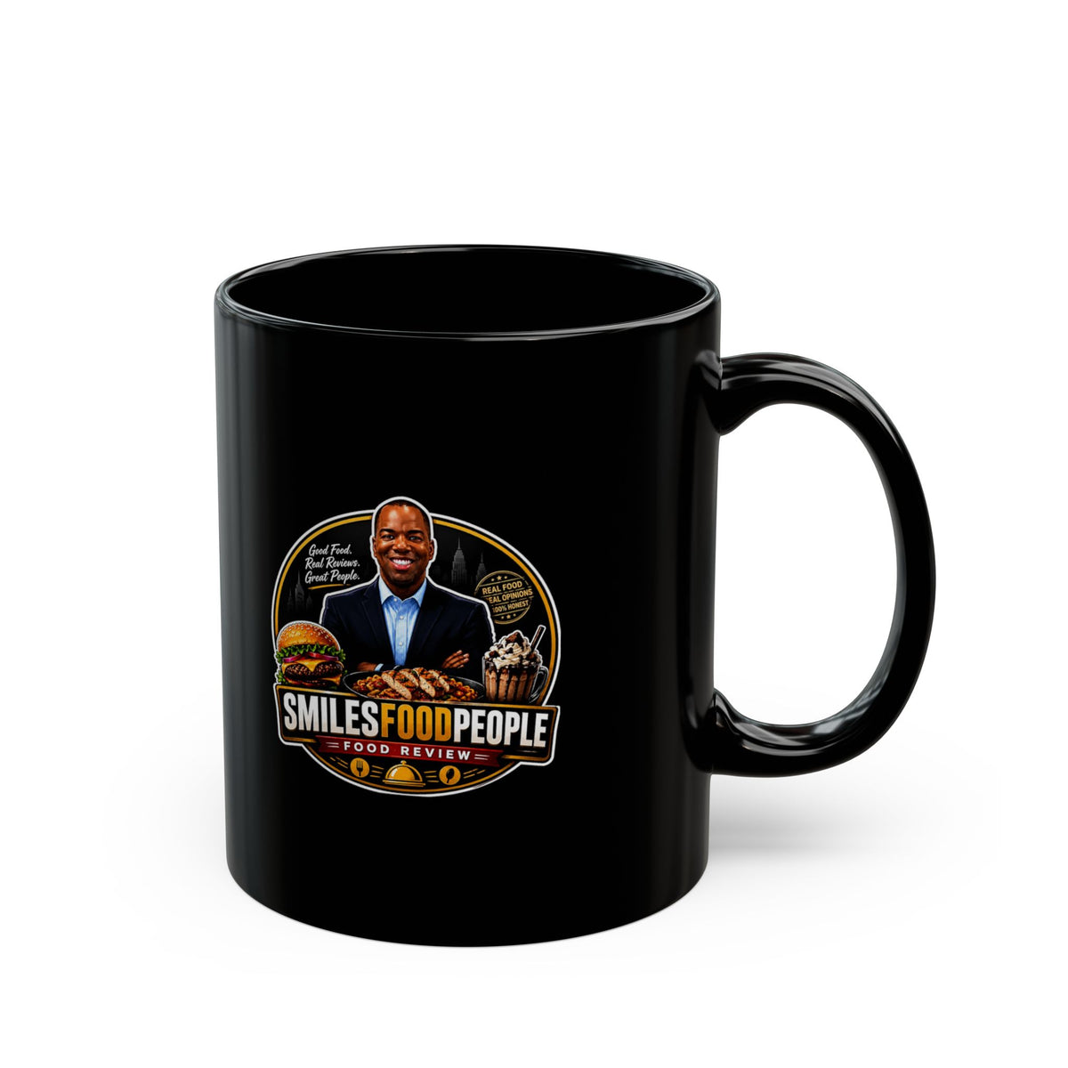 Coffee Black Mug - Smiles Food People Merch