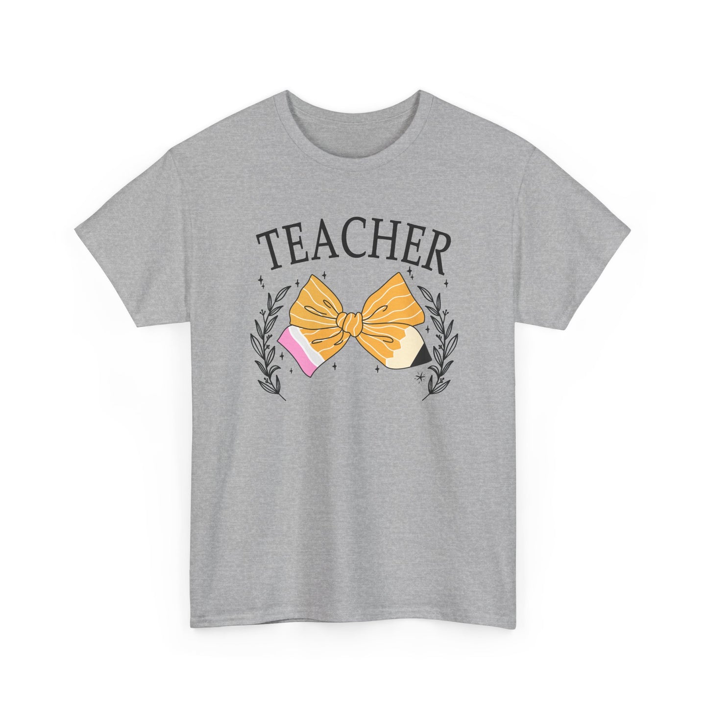 Teacher Bow T-Shirt - Cute Pencil & Laurel Graphic Gift for Teachers