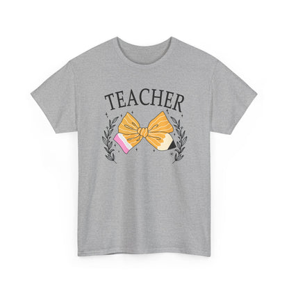 Teacher Bow T-Shirt - Cute Pencil & Laurel Graphic Gift for Teachers