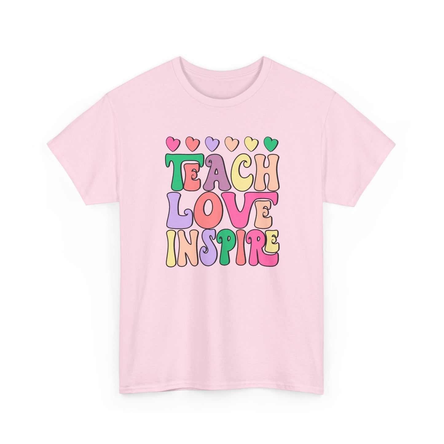 Teach Love Inspire T-Shirt -  Cute Retro Hearts Teacher Gift Tee