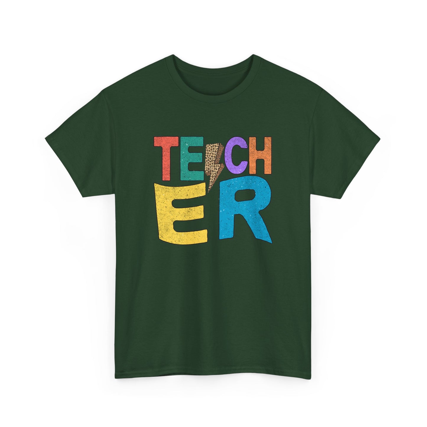 Teacher Colorblock Graphic Tee - Retro Bold "TEACHER" Design