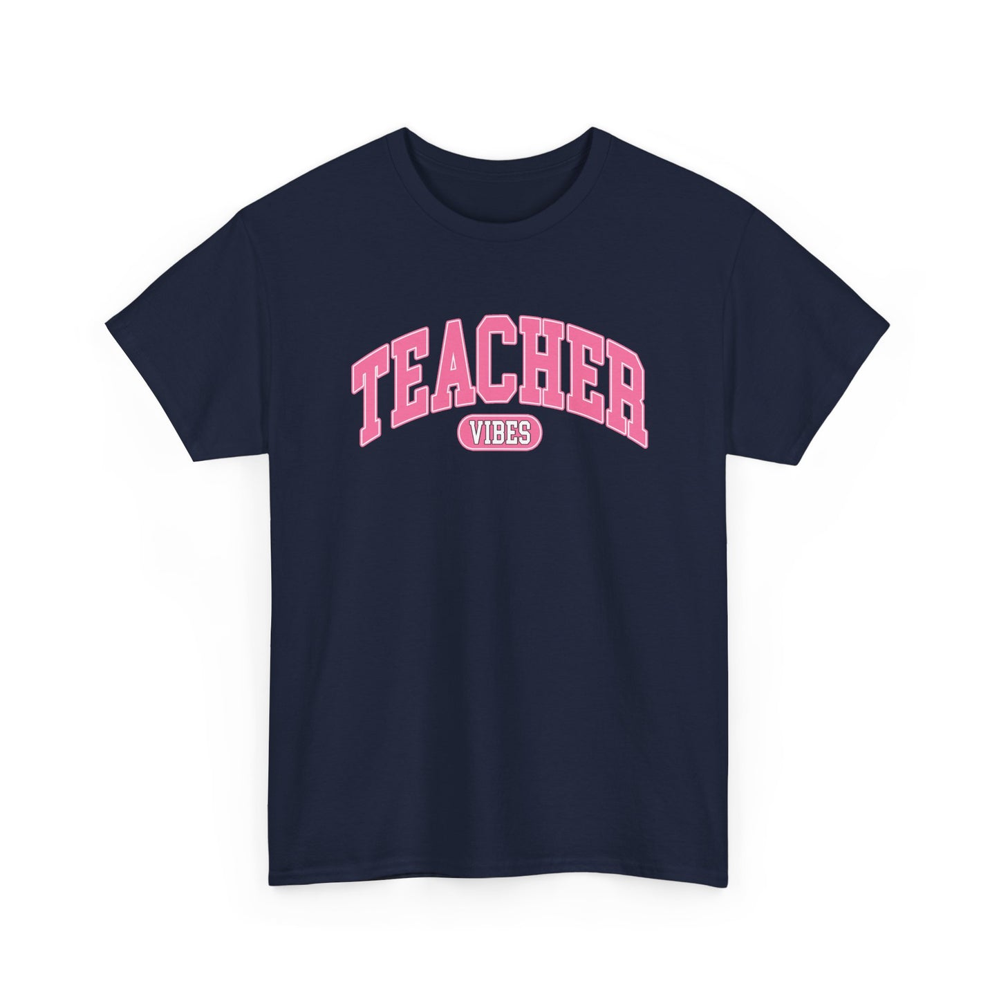Teacher Vibes T-Shirt -  Pink Retro School Staff Tee