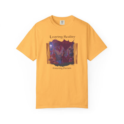 Comfort Colors Book Shirt | Leaving Reality Entering Fiction T-Shirt | Book Lover Graphic Tee | Unisex Reading Gift
