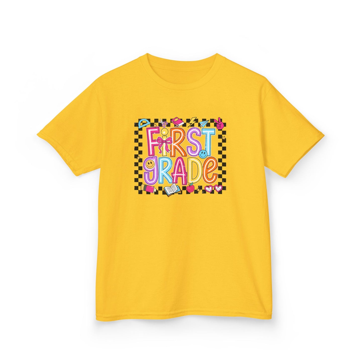 Girls - First Grade Kids T‑Shirt - Colorful Back-to-School Tee