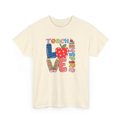 Teacher Love T‑Shirt - Teach Inspire Love Apple Graphic Tee for Educators